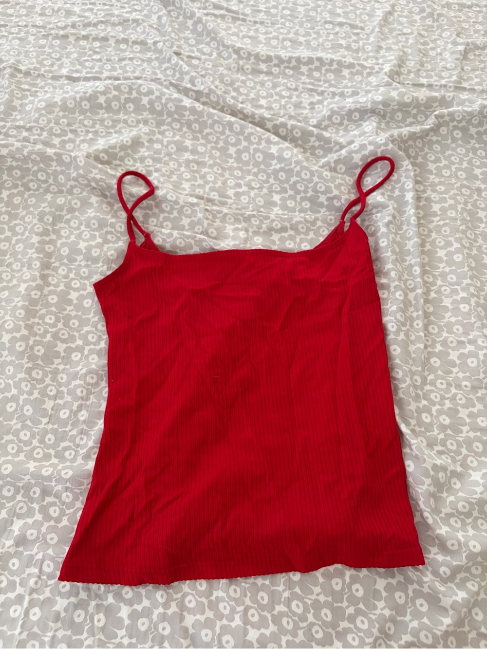 Reformation Red Ribbed Spaghetti Strap Tank